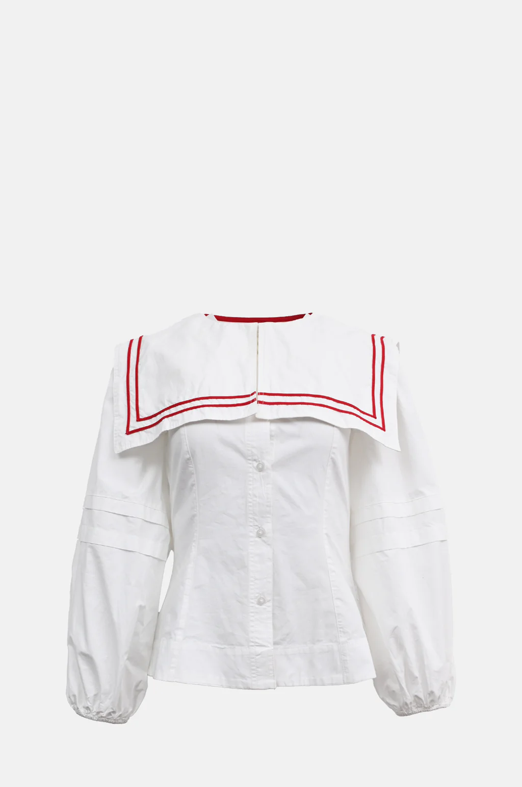 Elise Blouse - White With Red Piping