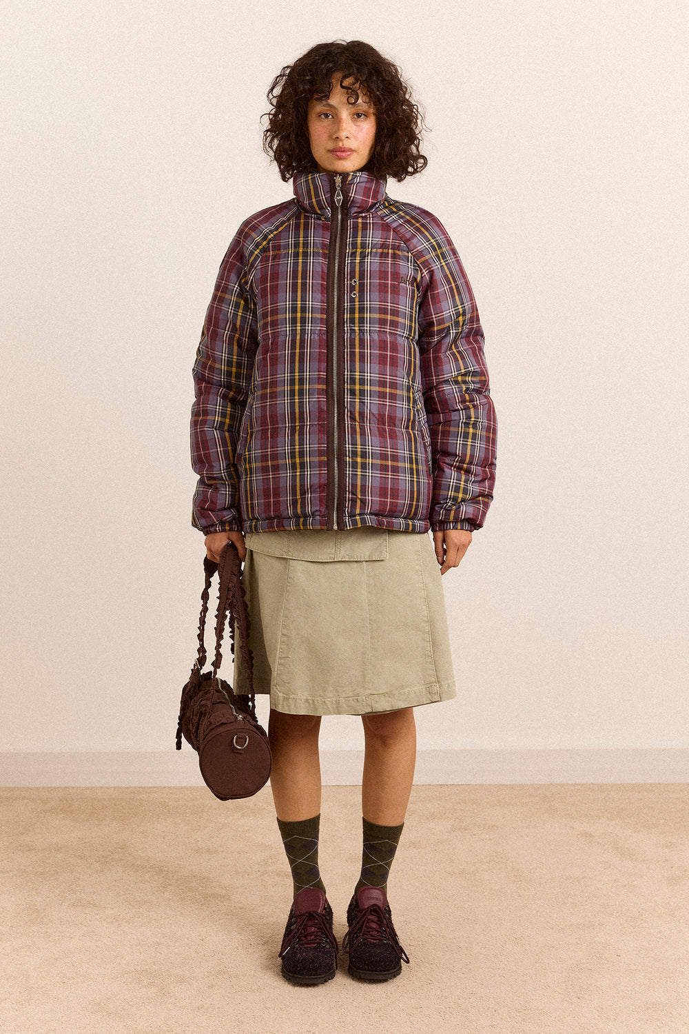 Reversible Opal Puffer - Plum Check