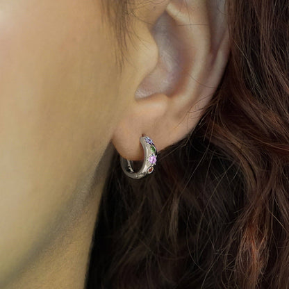 Pastel Stone Petite Hoop Earrings: Gold