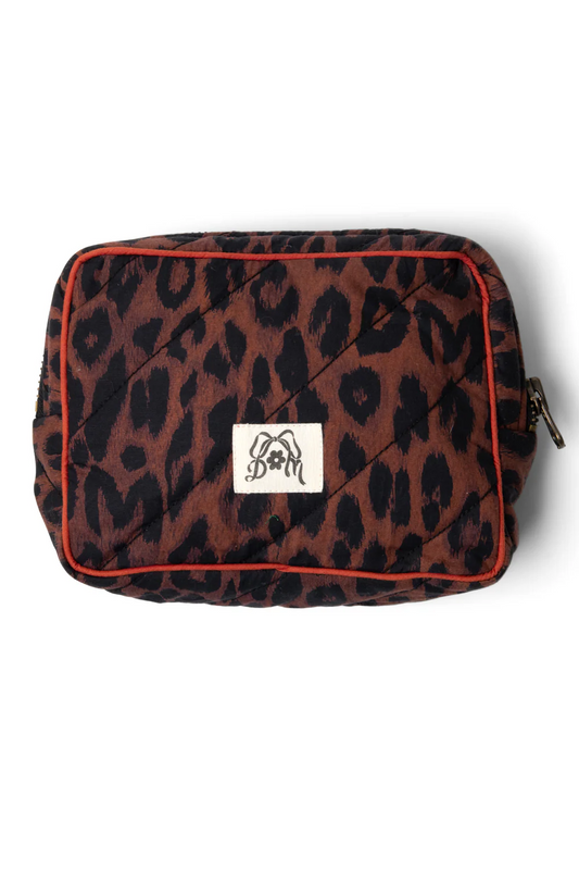 Quilted Make Up Bag - Dark Leopard