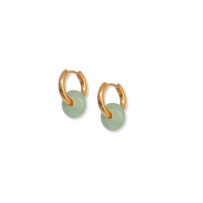 Mint Agate Hoops: Gold