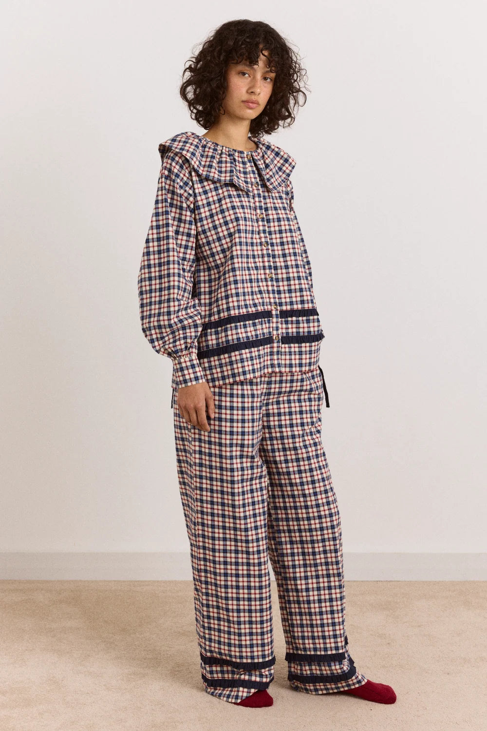 Aletta PJ Set - Cherry Navy Check