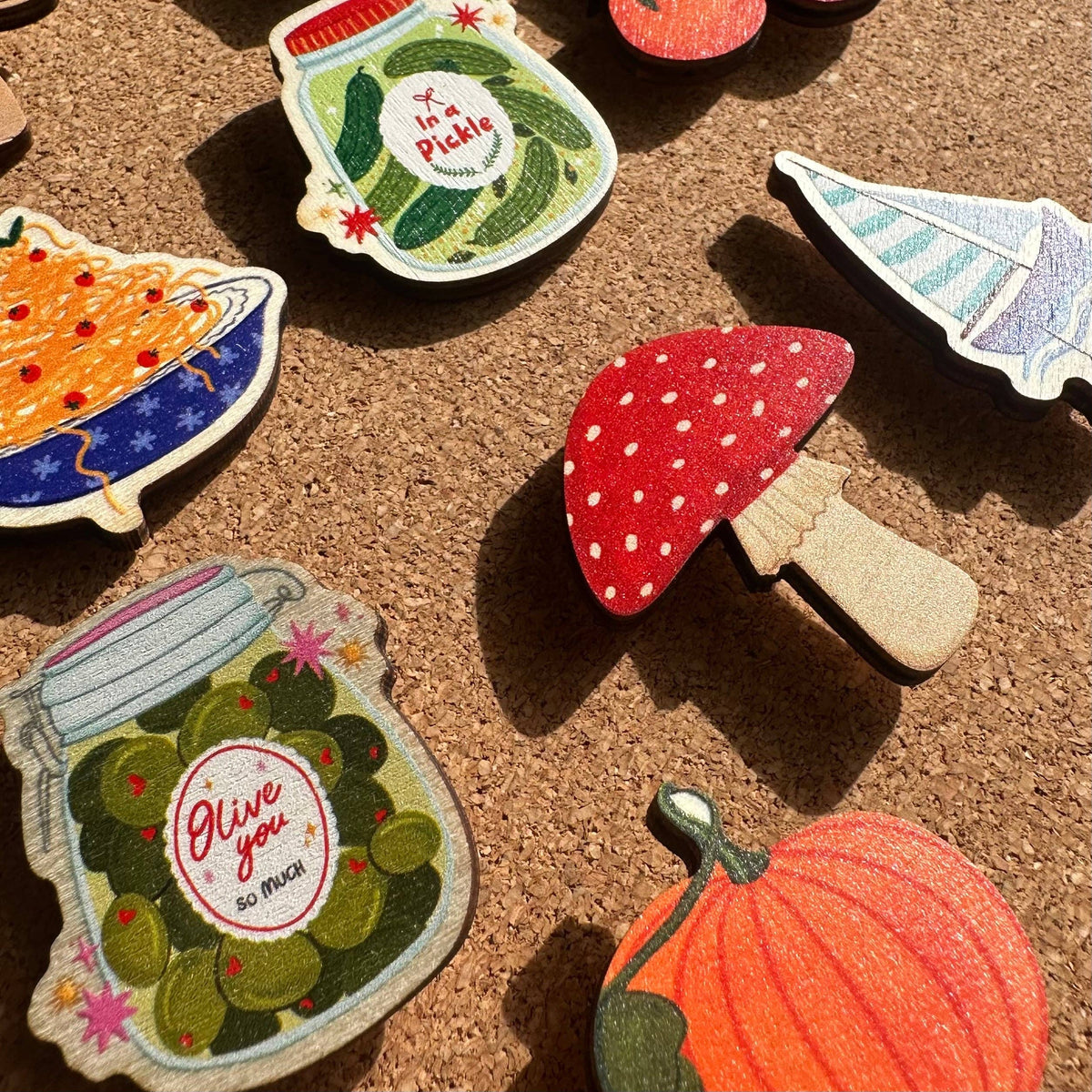 Woodland Mushroom Wooden Pin