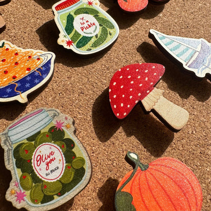 Woodland Mushroom Wooden Pin