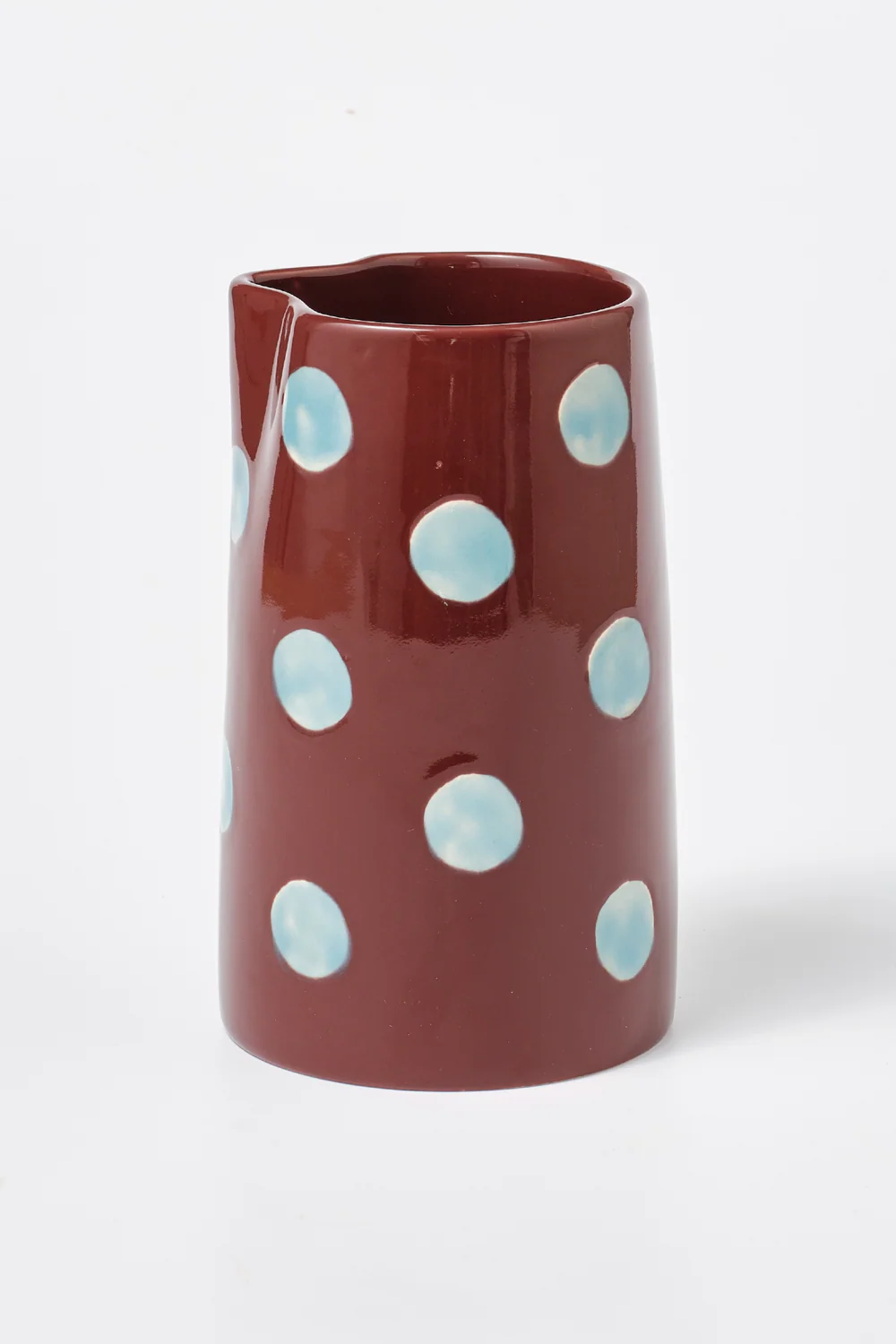 Vase - Burgundy & Blue Polka Dot