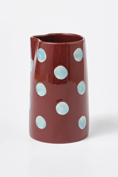 Vase - Burgundy & Blue Polka Dot