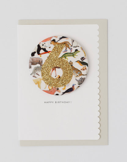 Age 6 Birthday Badge Card - Liberty Queue for the Zoo