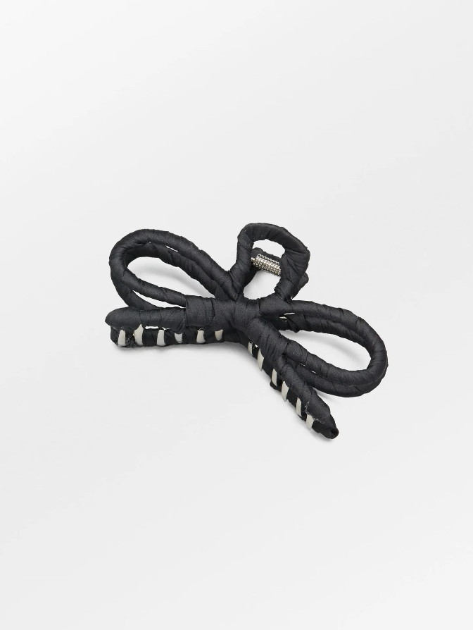 Luster Bow Hair Claw- Black