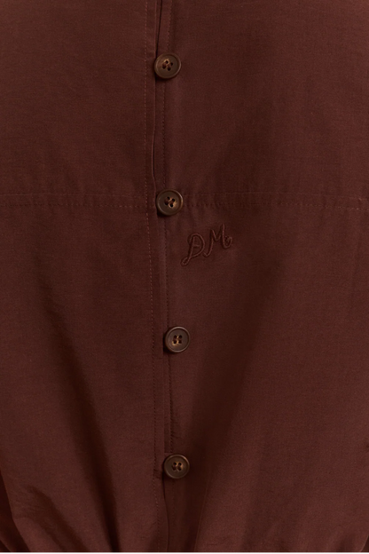 Aliani Sheer Panel Blouse - Chocolate