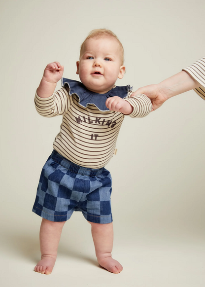 Frankie Checkerboard Denim Shorts