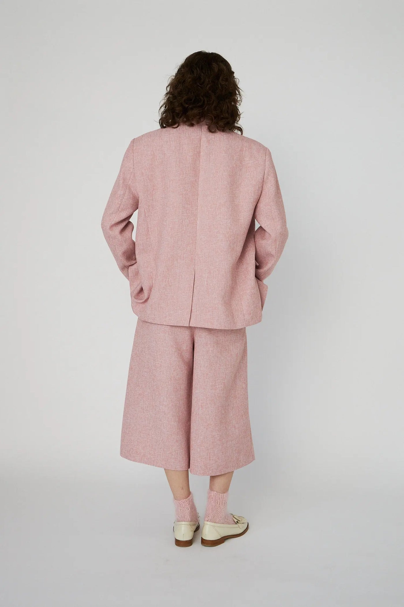 Salt and Pepper Oversize Blazer - Pink Powder