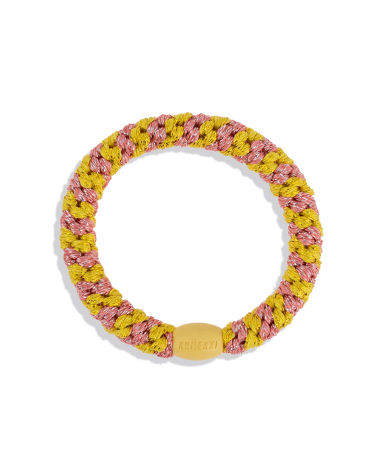 Hair Tie - Coral  Glitter Stripe