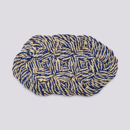 Coco Door Mat Swirl - Blue and Off-white