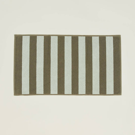 Striped Terry Bath Mat - Olive/Sage