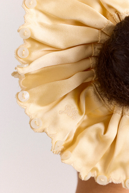 Button Detail Scrunchie - Yellow Satin