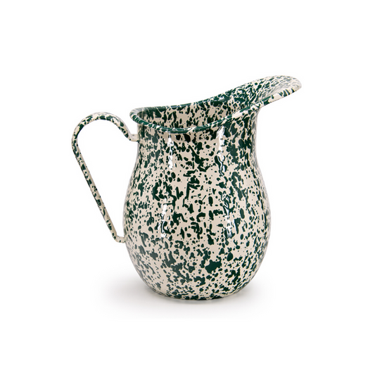 Splatter Enamelware Large Pitcher- Green & Cream