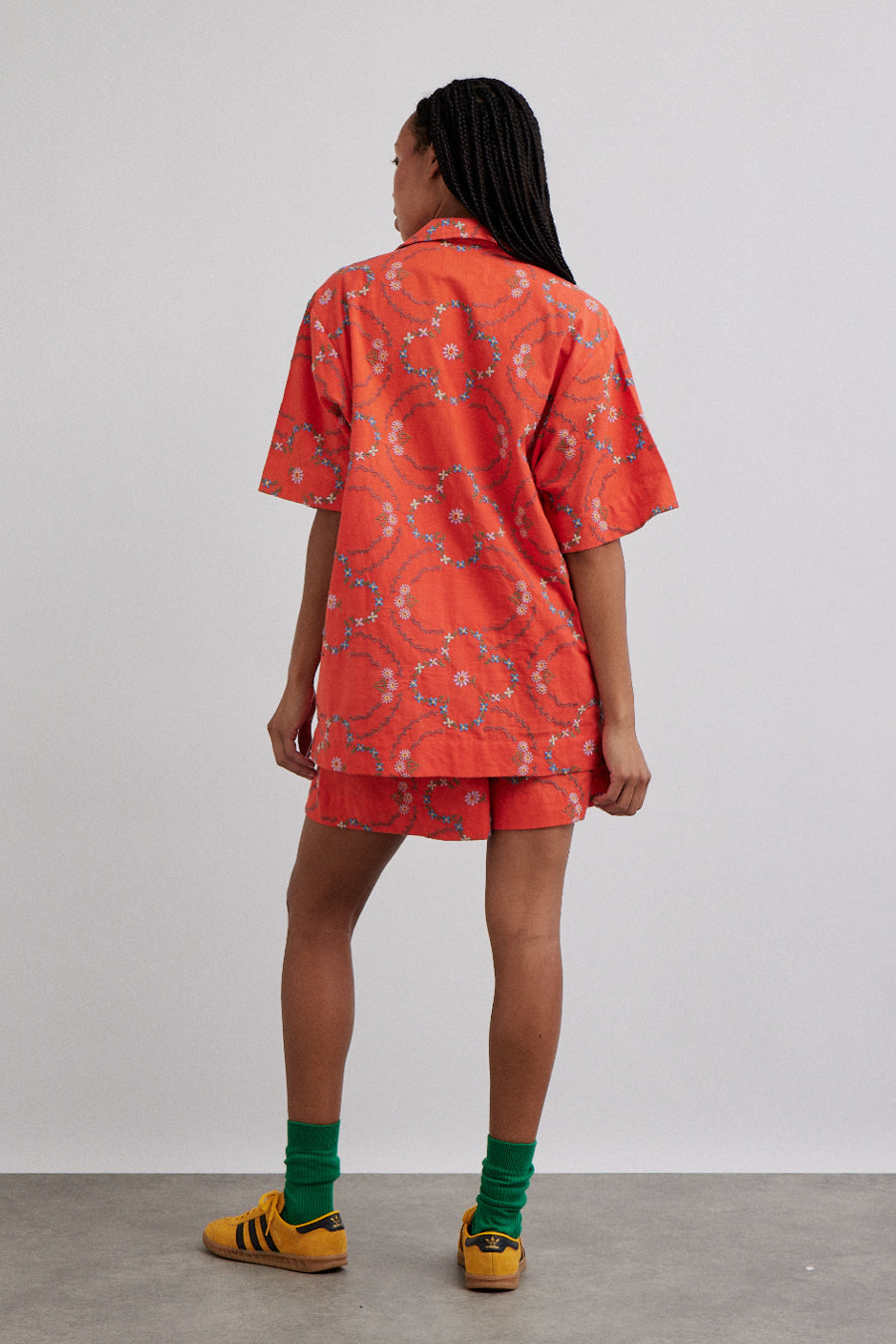 Tablecloth Embroidered Shirt - Red  Floral