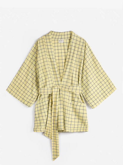 Spicy Window Check Crepe Kimono