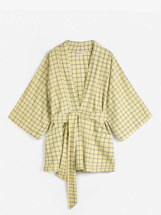 Spicy Window Check Crepe Kimono