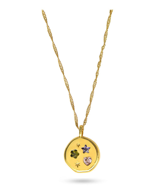 Dreams Disk Necklace - Gold