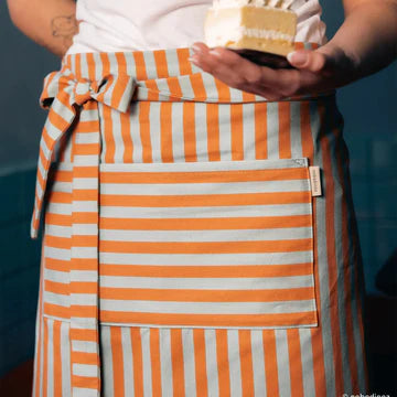 Orange Blue Stripes Waist Apron