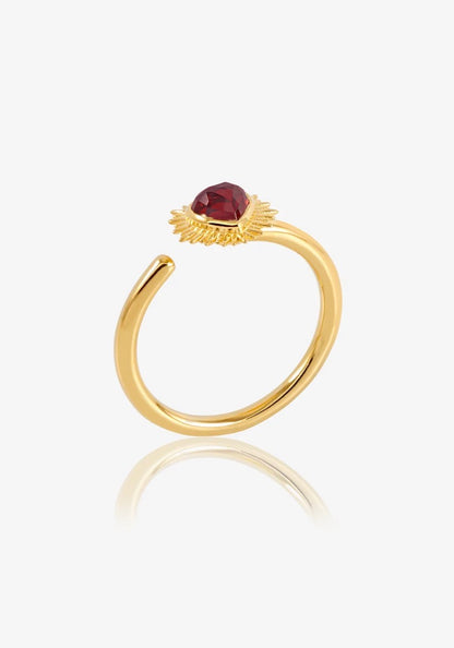 Adjustable Electric Love Mini Garnet Heart Ring