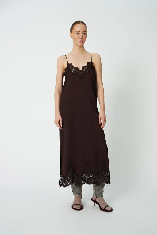 Underlayer Lace Dress - Dark Brown
