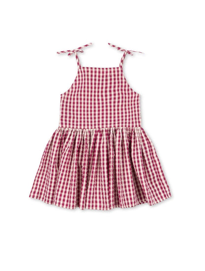 Isotta Raspberry Check Dress