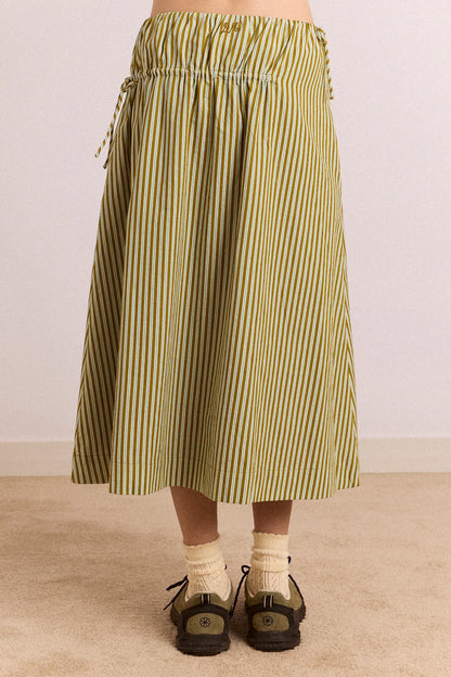 Caspia Volume Midi Dress - Basil Stripe