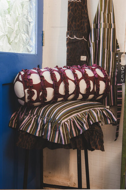 Frilly Cushion - Olive Stripe
