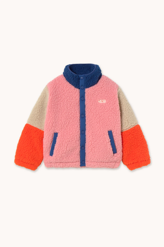 Colour Block Polar Sherpa Jacket - Dark Blue