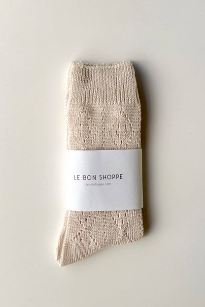 Modal Eyelet Socks - Oyster