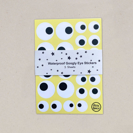 Googly Eye Waterproof Stickers - 5 Sheets Per Pack.