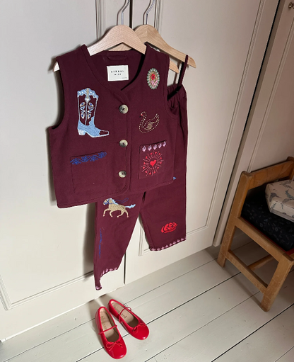 Ellie Mini Vest - Burgundy