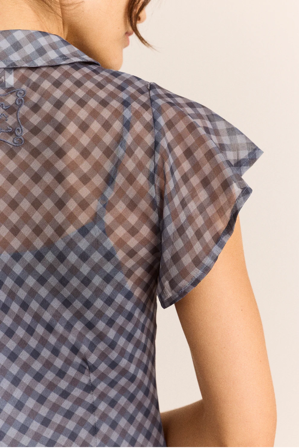 Hudson Midi Dress - Sheer Blue Grey Gingham