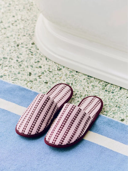 Stripe Cotton Bath Mat - Dusty Blue