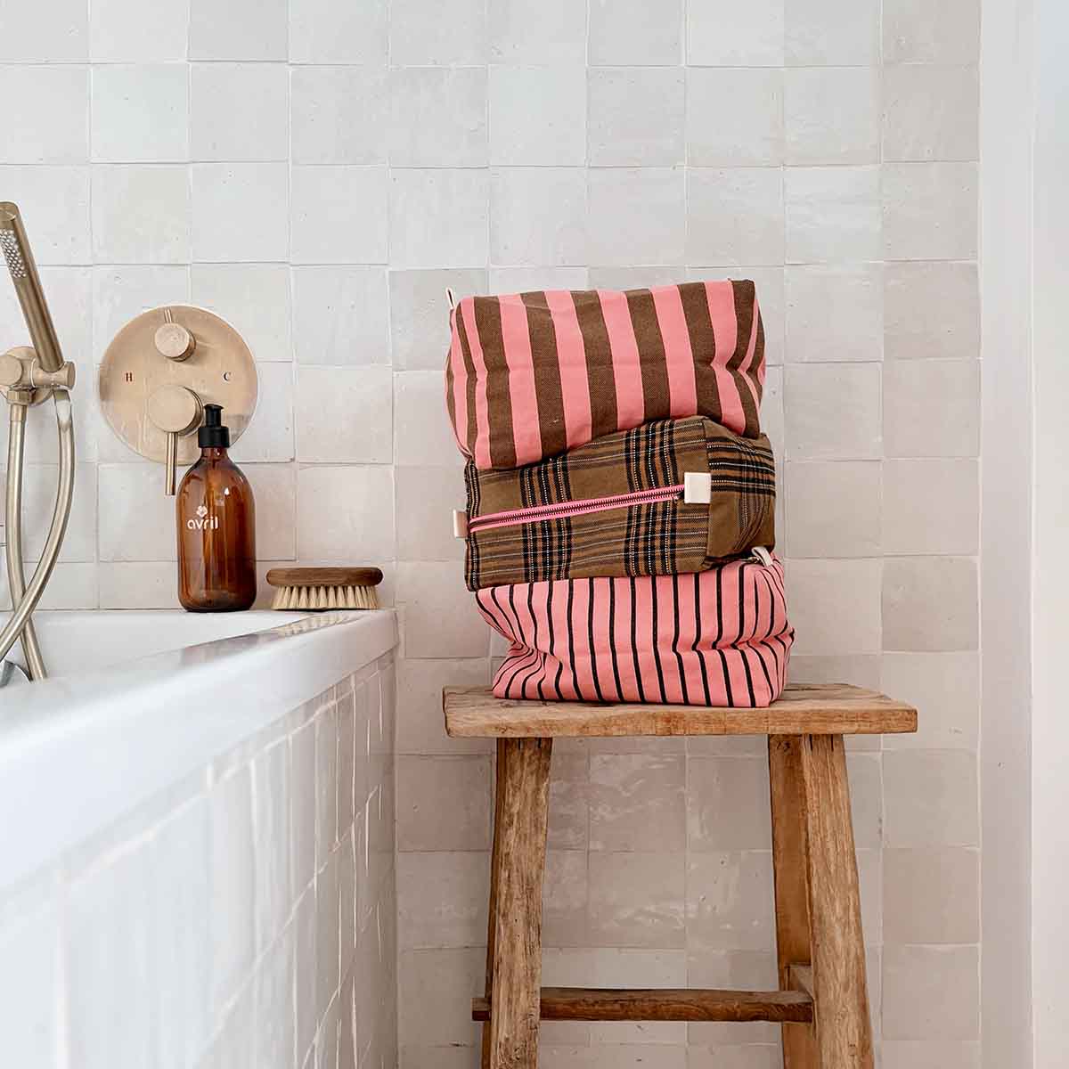 Vic Toiletry Bag -  Funky Pink & Olive