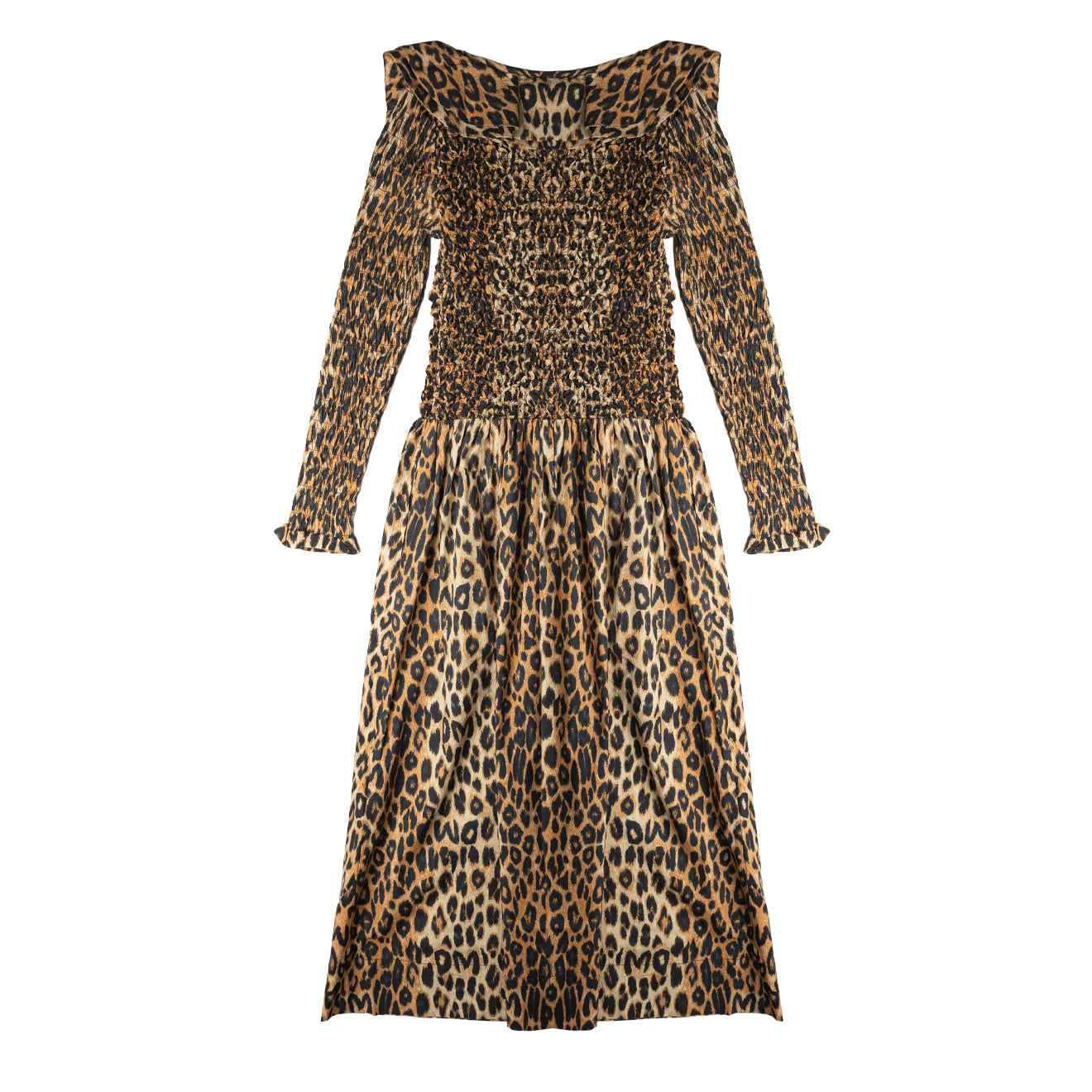 Harper Shirred Midi Dress - Leopard