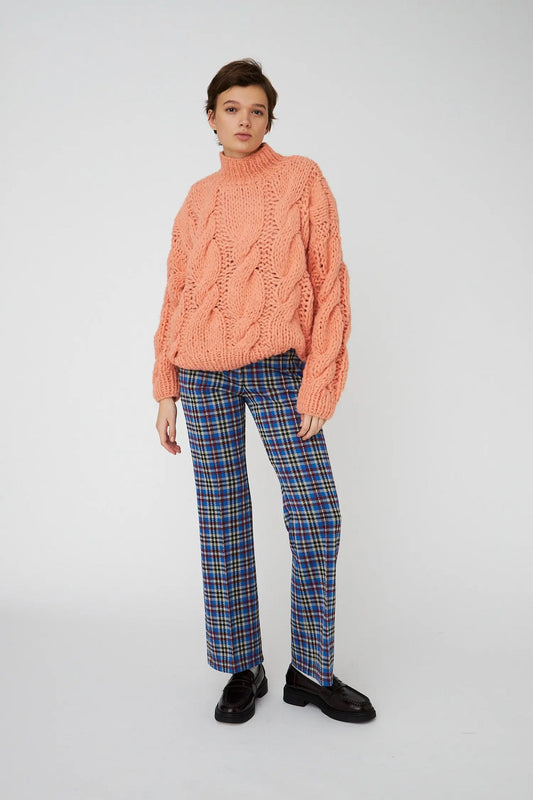 Handcrafted Cable Sweater From Peru - Crispy Peach