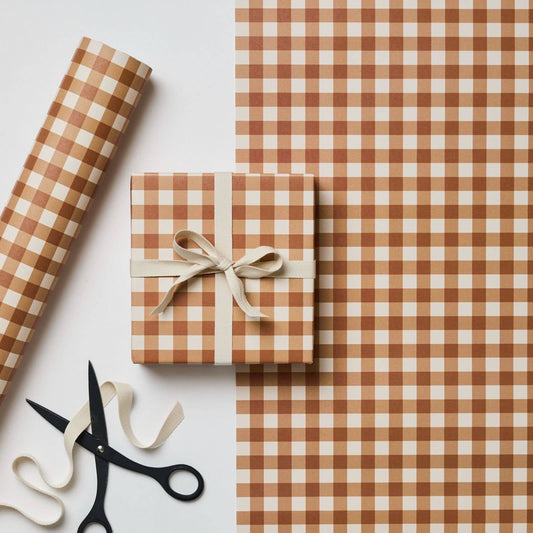 Cinnamon Gingham Wrapping Paper