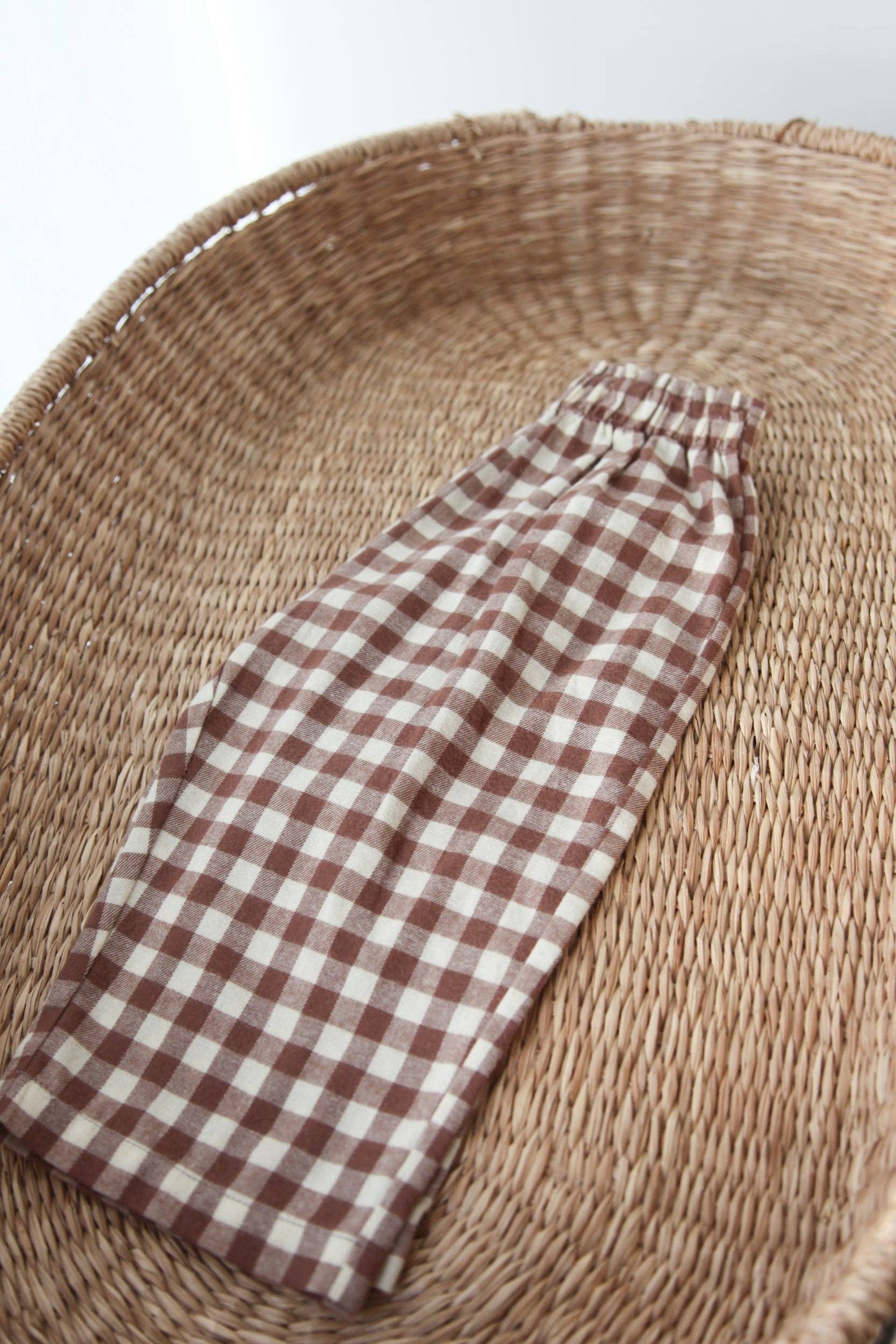 Brown/Check Brushed Cotton Wide Leg Trousers: 3-4y