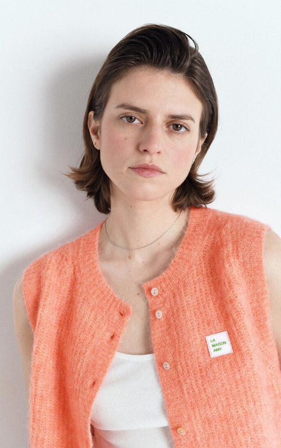 East Cardigan - White Peach Melange