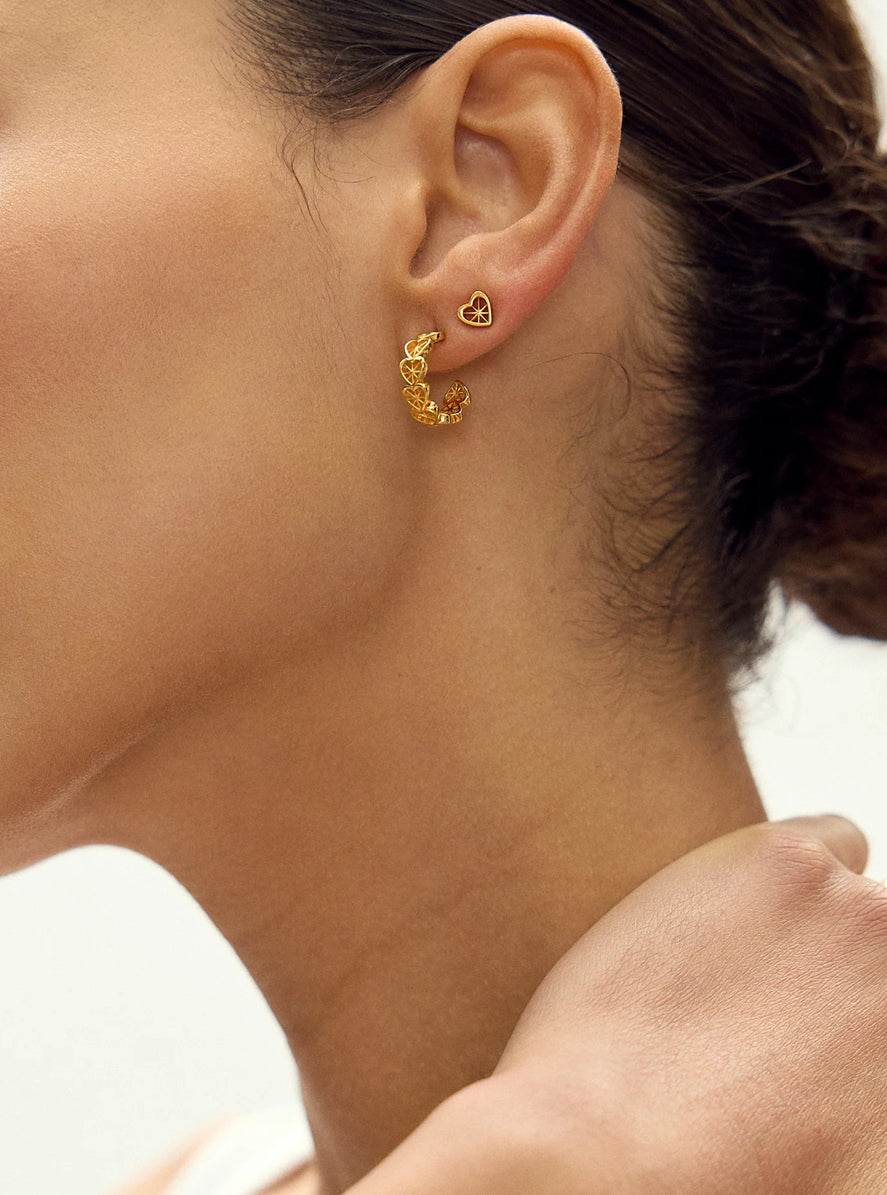 Mini Love Story Heart Hoop Earrings