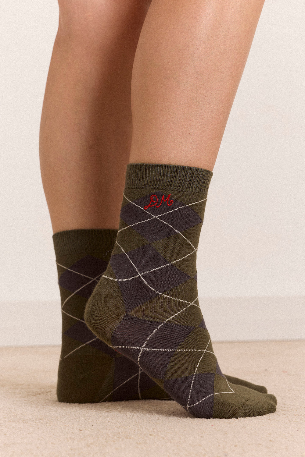 2 Pack Socks - Olive & Purple Argyle