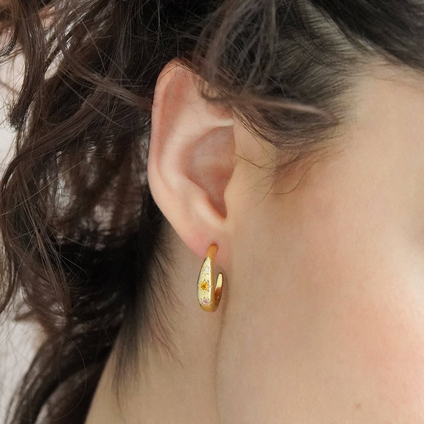 Kaleidoscope Disco Hoop Earrings: Gold