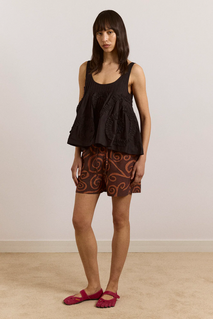 Afina Pull On Shorts - Swirl Print