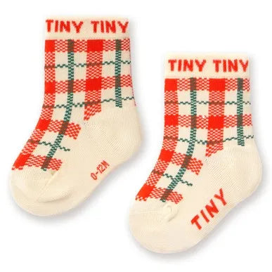 Tiny Cottons Medium Socks: Cream Check