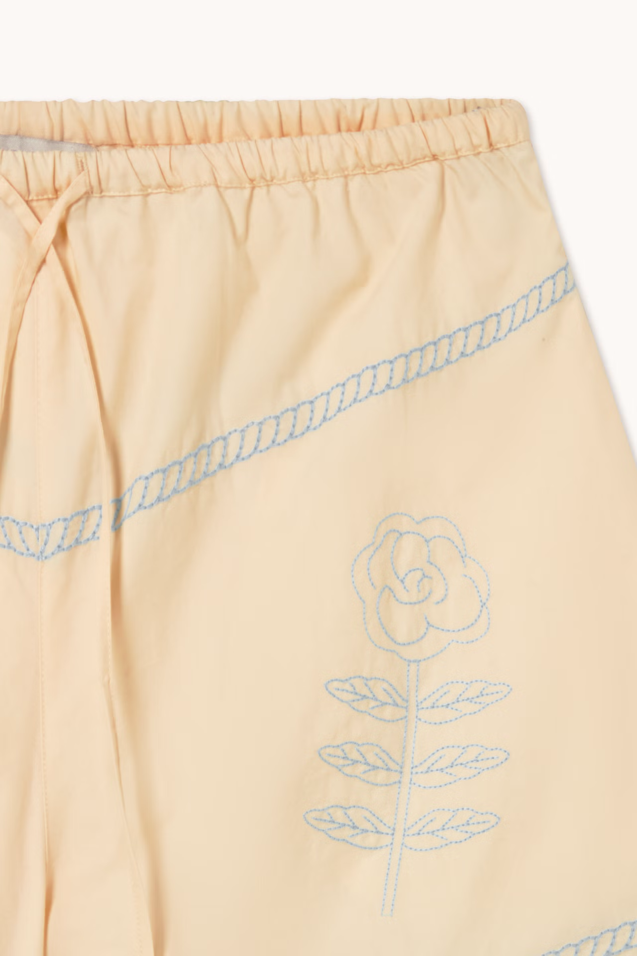 Embroidered Off Light Cream Shorts