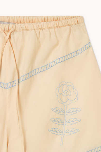Embroidered Off Light Cream Shorts