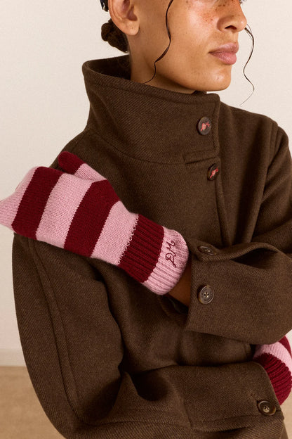 String Mittens - Pink & Red Stripe